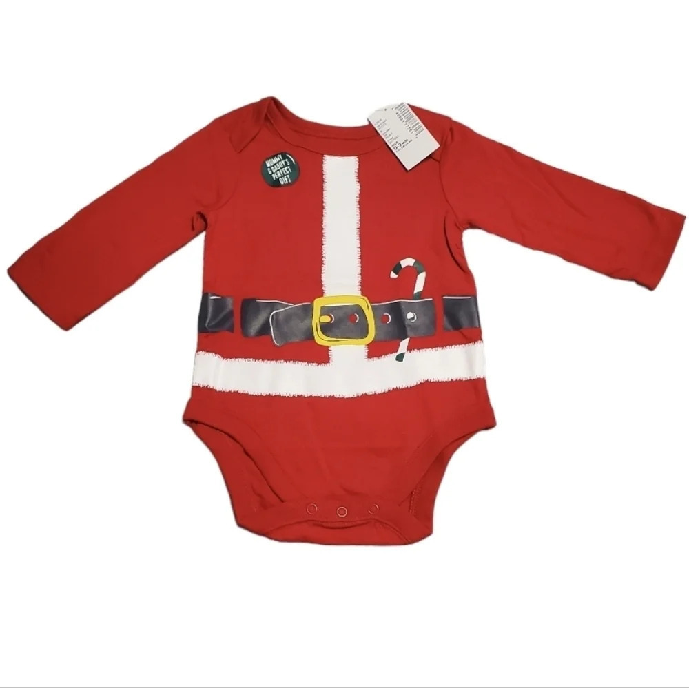 NWT The Children's Place Santa Claus Baby Infant Bodysuit 0M - 3M